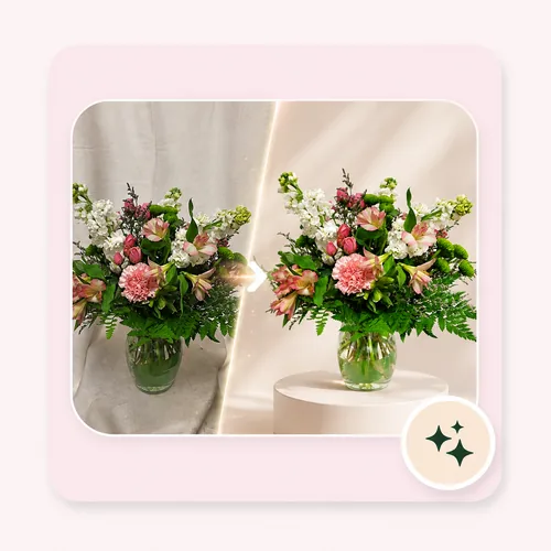 Before and after of a generated arrangement photo