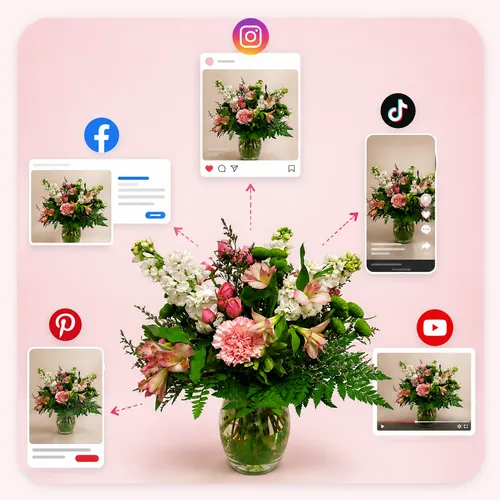 One arrangement posted across Instagram, TikTok, Facebook, Pinterest and YouTube